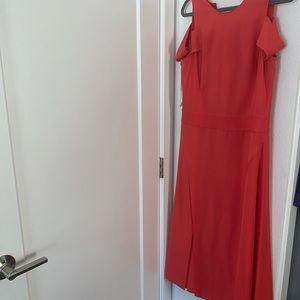 Halston blood Orange cold shoulder dress